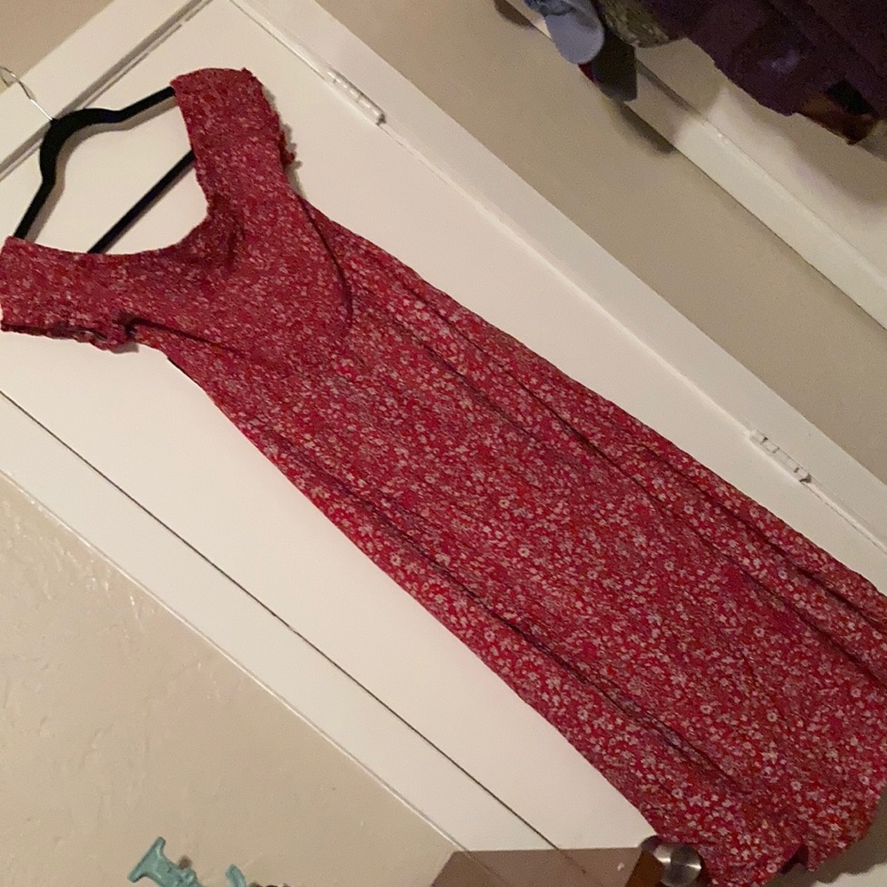 SHEIN off the shoulder thigh slit dress